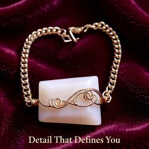 Insta-Ready! Embellished Upscale Chic! White Stone Trapez & Gold Chain Bracelet